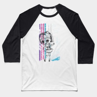 Creepy Puppet Girl Baseball T-Shirt